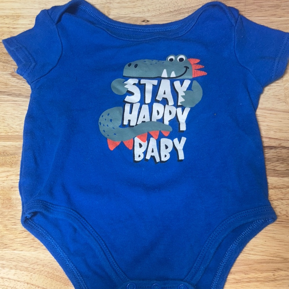 Blue Stay Happy Baby One Piece by Monkey Bars (12 Months)